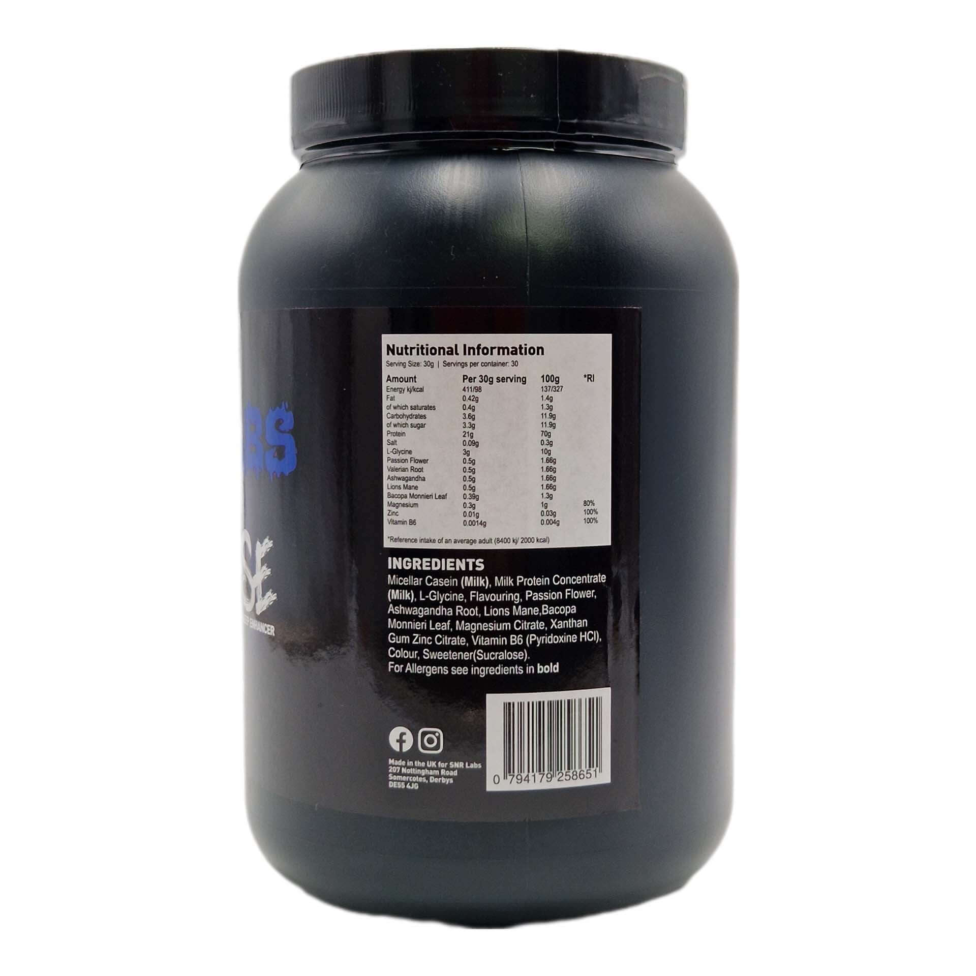 SNRLabs Gym Rose RIP night time protein nutrition panel